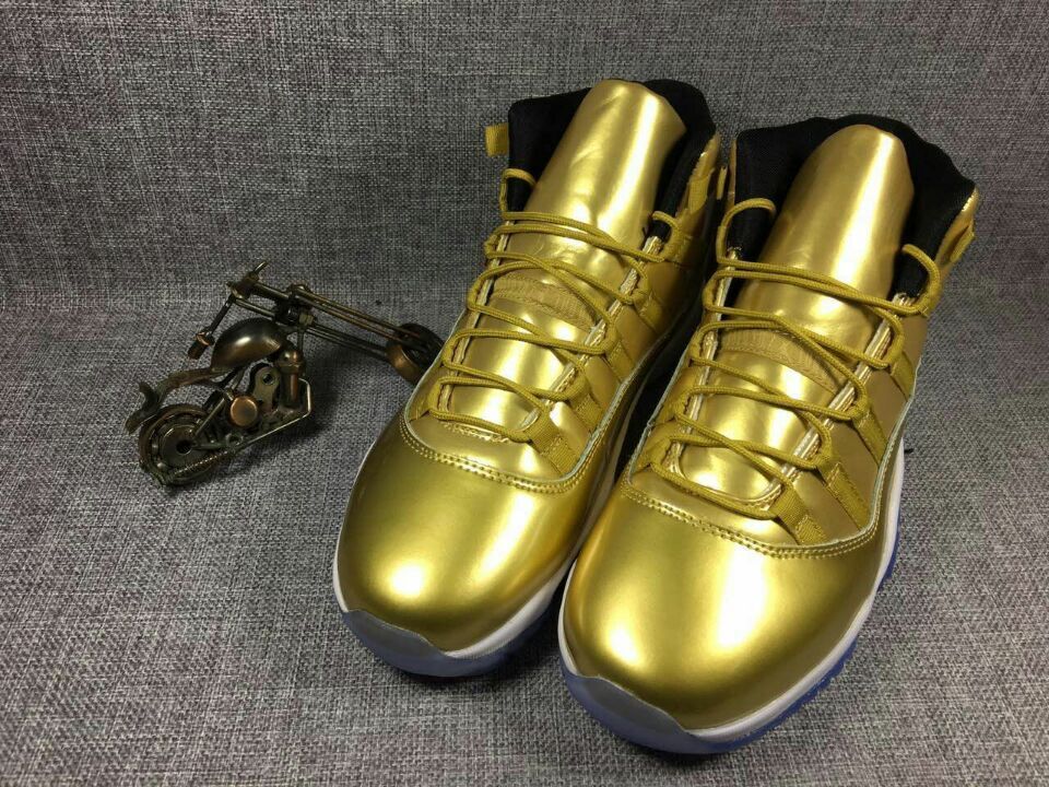 2018 Air Jordan 11 Gold White Ice Sole Shoes - Click Image to Close